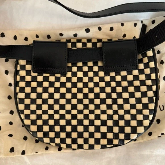 CLARE V black and cream woven checker fanny pack - Picture 9 of 9